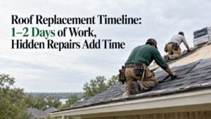 Roofers replacing shingles on a Louisiana home