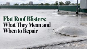 Raised blister on a flat roof membrane