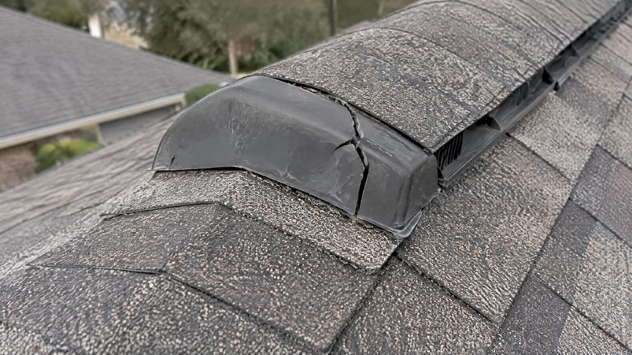 Ridge Vent Leak: Causes, Fixes and Repair Costs 1 Cracked plastic end cap on a ridge vent