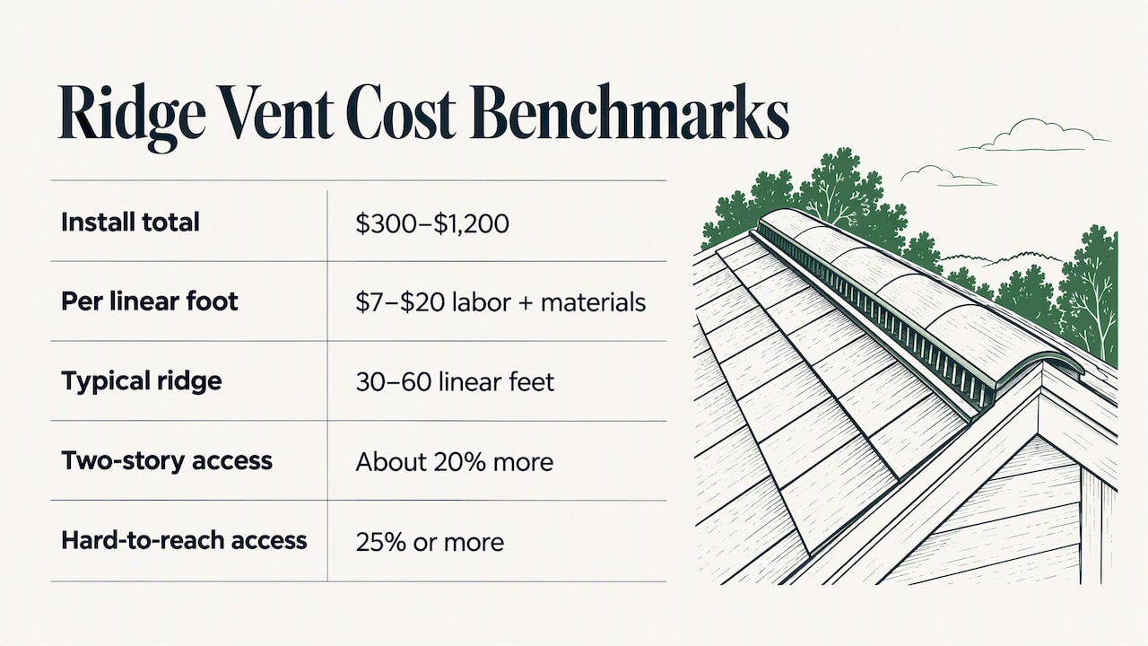 Ridge Vent Leak: Causes, Fixes and Repair Costs 2 Ridge vent cost ranges and access surcharges