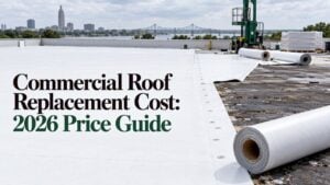 Commercial roof replacement with new TPO membrane